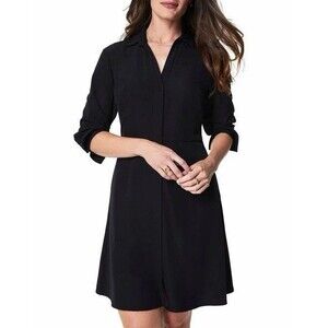 SPANX Carefree Crepe Long Sleeve Collared Shirt Dress in Black Size 2X NWT!!!